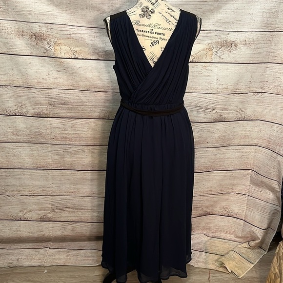 ModCloth Wholly Romantic Dress Midi NWT Sash Size Medium Grecian Navy Blue - Picture 7 of 12